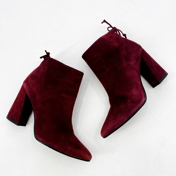 Stuart Weitzman maroon Pointed toe Block Heel booties - Picture 1 of 6